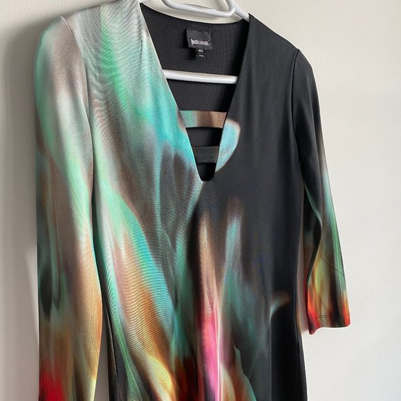 JUST CAVALLI Black Fire Design Dress - Picture 3 of 8